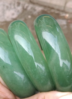 正品天然东陵玉手镯女和田玉碧玉加宽轮胎版翡翠绿玉石镯子送证书