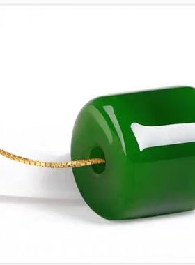 和田色玉阳绿路路通吊坠冰种玉石转运珠女挂坠银链女款阳绿色吊坠