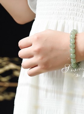 天然正品新疆和田青白玉手链