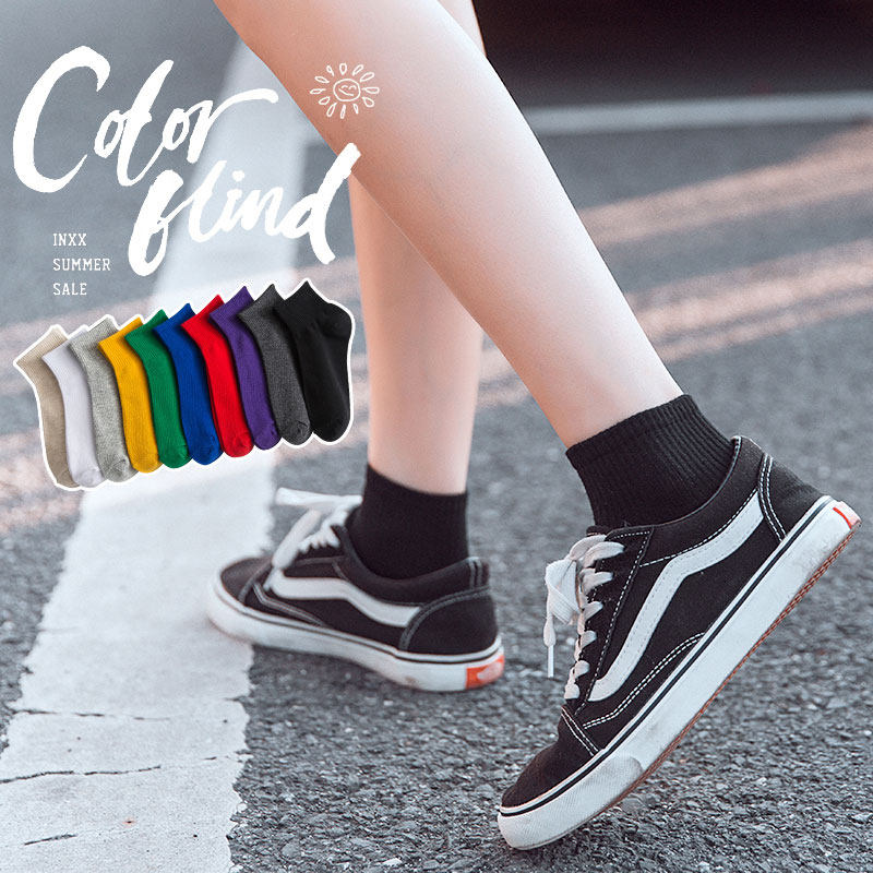 ins潮纯棉浅口夏季黑色男士女短袜 ycy短袜/打底袜/丝袜/美腿袜