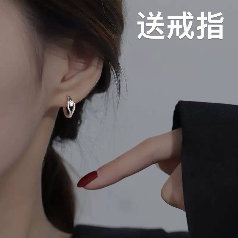 S999足银水滴镶钻耳扣女小众设计感耳环圈纯银养耳洞洗睡免摘饰品,淘宝优惠券,粉丝福利购,淘宝优惠卷