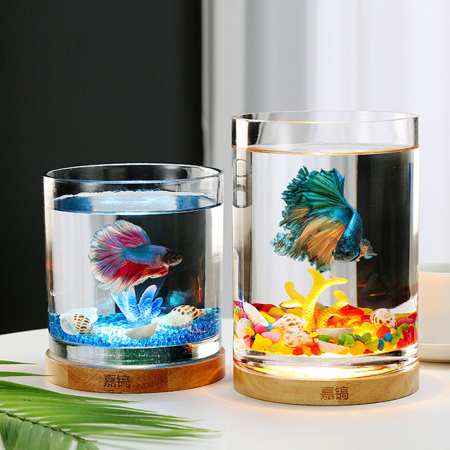 Desktop small betta fish tank Jiahao glass round fish tank