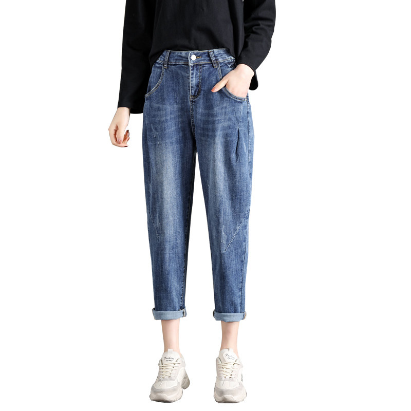 老爹宽松九分大码弹力萝卜牛仔裤 法兰曼牛仔裤