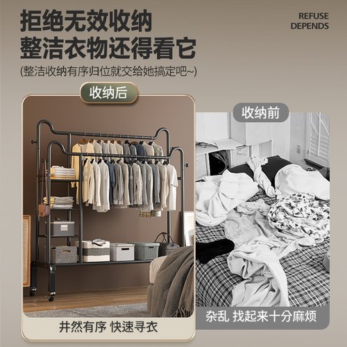 衣柜家用卧室简易构出租房用衣帽架结实耐用挂衣架收纳衣橱全钢架 - 图2