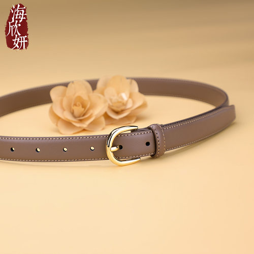 皮带女士真皮牛皮宽腰带针扣简约百搭装饰配裙子牛仔裤带休闲韩版 - 图0