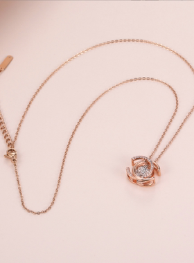 小香风玫瑰金时尚灵动字母双C钻石项链轻奢小众不掉色