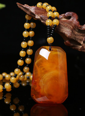 蜜蜡吊坠长款水滴复古琥珀老蜡