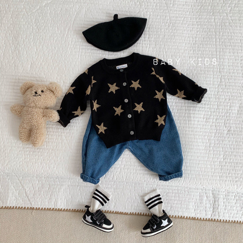 ins春秋婴幼儿童针织毛衣开衫男女宝宝百搭长袖星星上衣外套潮范,淘宝优惠券,粉丝福利购,淘宝优惠卷