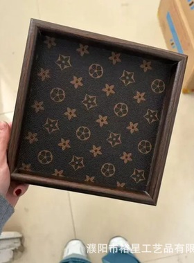 波西米亚风托盘异域客厅桌面收纳首饰收纳玄关家用木质皮革收纳盘
