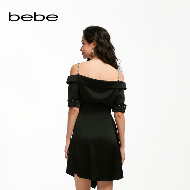 Bebe summer series temperament, waist tilt one-length shirt dress dress 250074