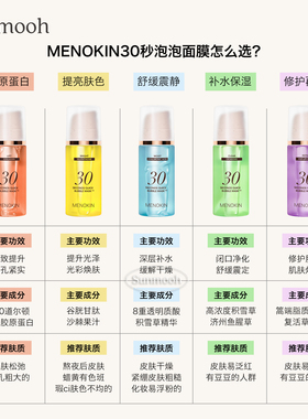 【品牌直发】现货30秒泡沫泡泡面膜MENOKIN爽肤水光妆前保湿小詹