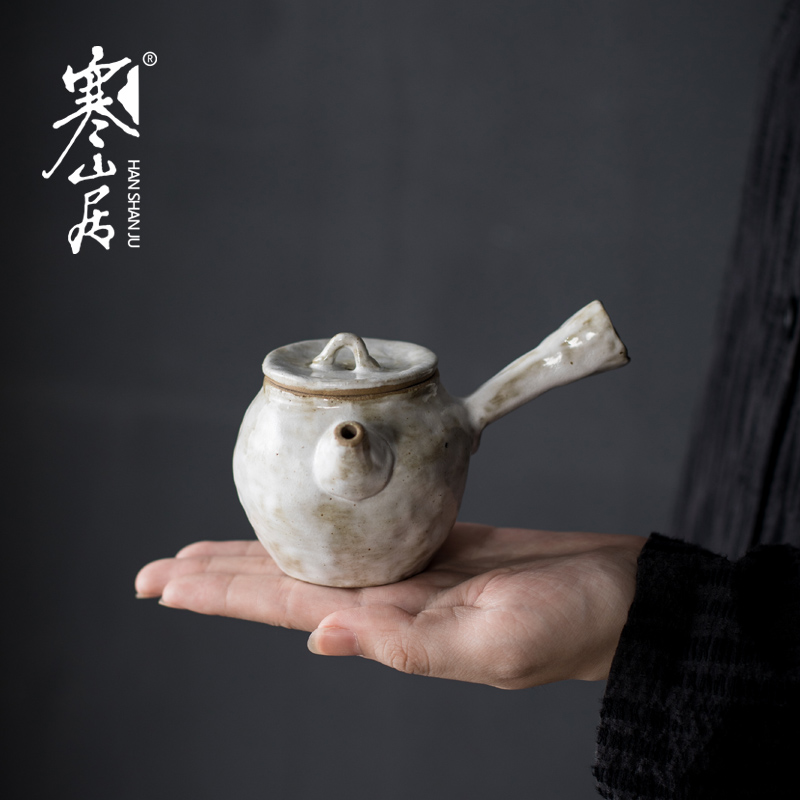 寒山居岩陶手工柴烧壶日式复古侧把泡茶壶粗陶禅意小茶壶仿古单壶 - 图1
