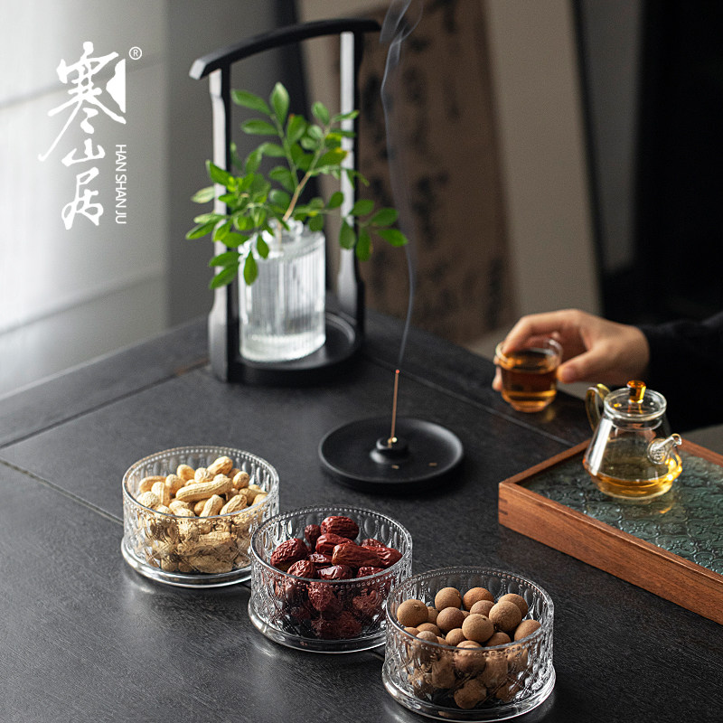 寒山居中式玻璃实木提梁果盒家用防潮防虫茶点零食贡品糕点收纳盒,淘宝优惠券,粉丝福利购,淘宝优惠卷