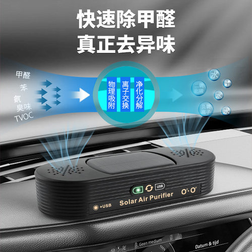 新品太阳能车载空气净化器可车载USB零耗材除甲醛智能小家电 - 图0