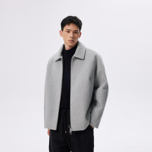 CHINISM丨毛呢外套男冬季男士短款翻领美式高级加厚保暖行政夹克 - 图1