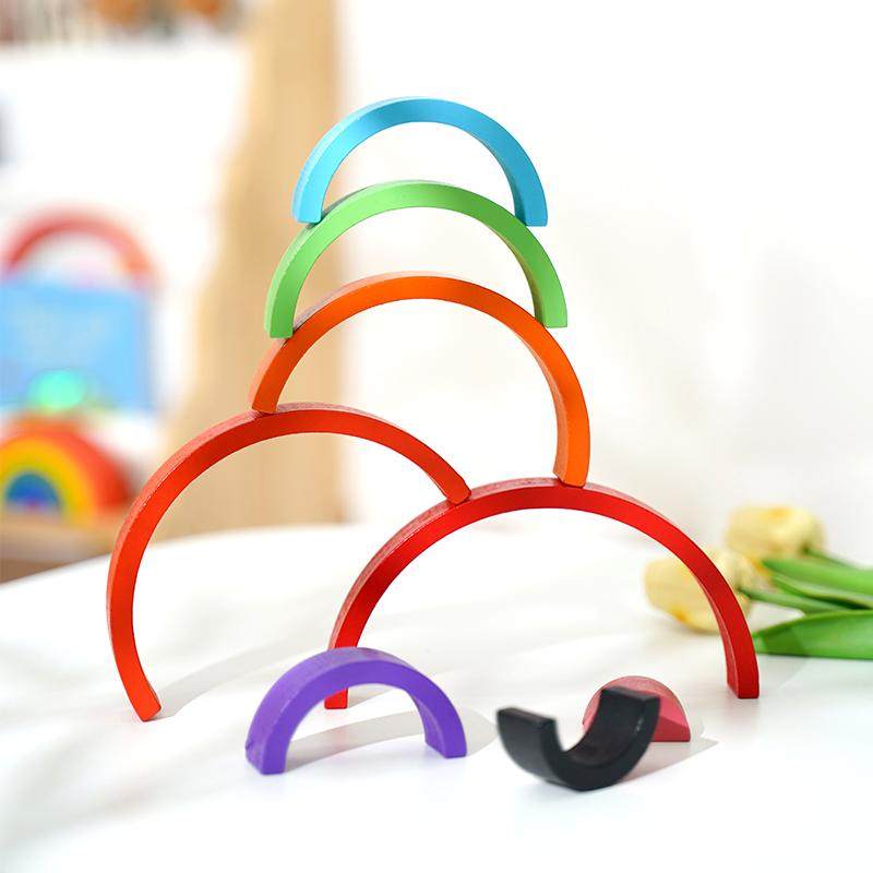 彩虹积木玩具儿童益智拼搭叠叠乐叠叠高宝宝颜色认知摄影装饰摆件,淘宝优惠券,粉丝福利购,淘宝优惠卷