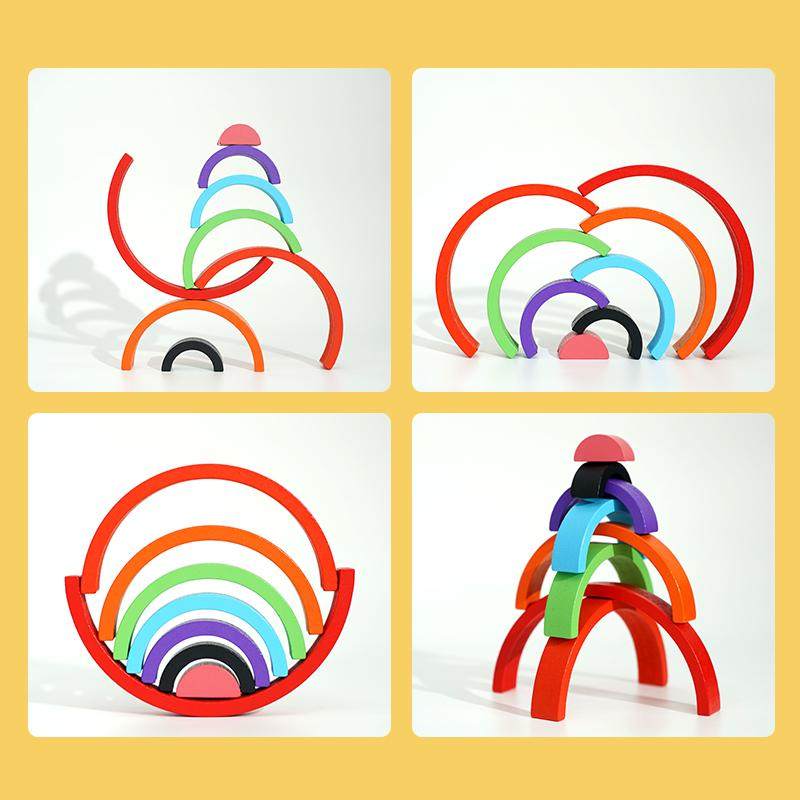 彩虹积木玩具儿童益智拼搭叠叠乐叠叠高宝宝颜色认知摄影装饰摆件,淘宝优惠券,粉丝福利购,淘宝优惠卷