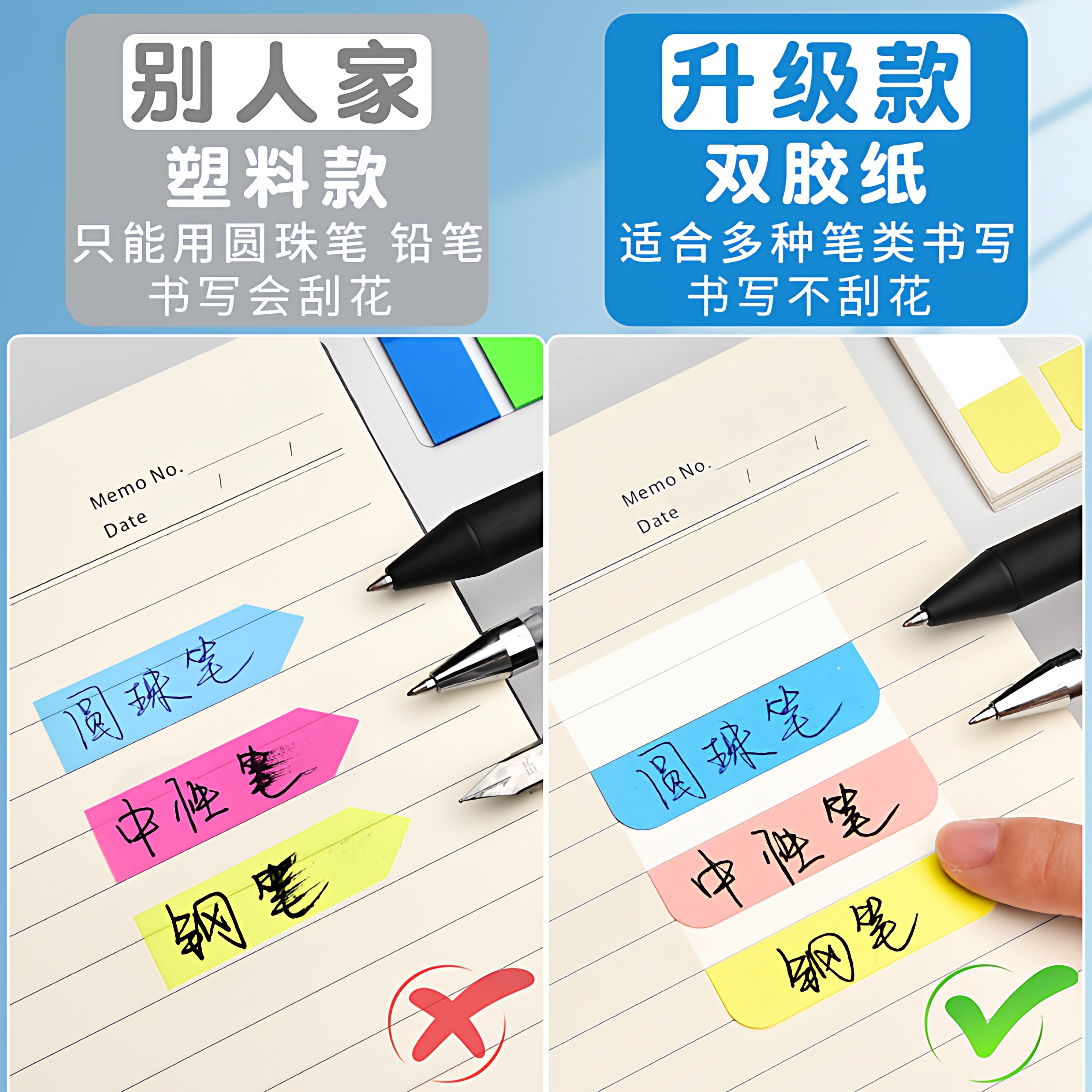 Post-it notes can be written on index stickers with strong sticky marks