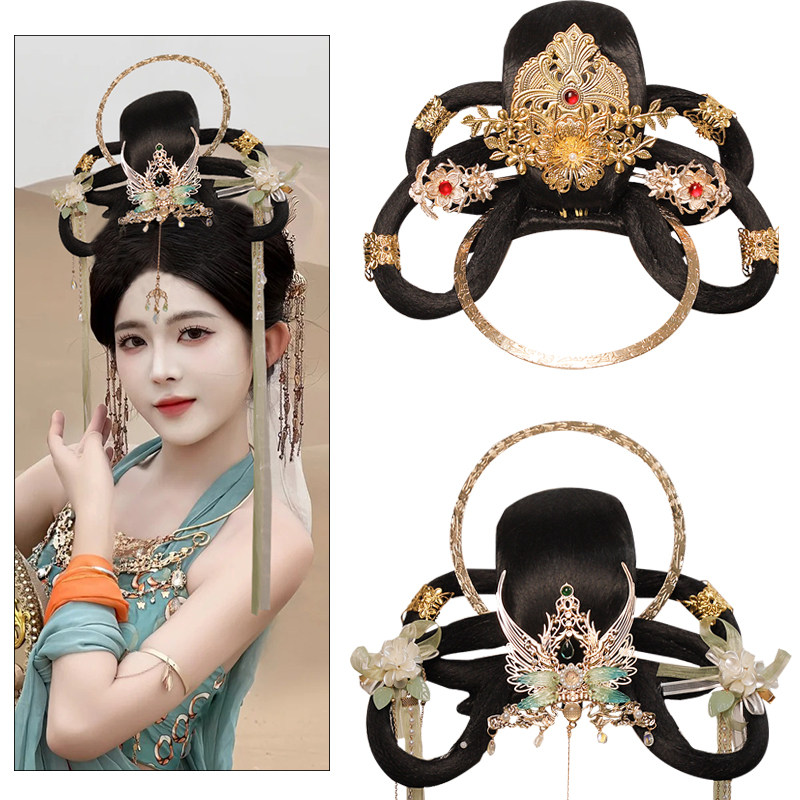 古装异域风敦煌飞天圣女假发发饰组合套装一体式发髻百搭写真cos,淘宝优惠券,粉丝福利购,淘宝优惠卷