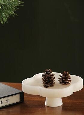 进口云石小托盘收纳高脚简约客厅装饰摆件餐桌茶几高级感新中式