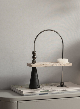 现代简约轻奢墙面立体金属装饰品样板房售楼部书房书桌组合套件