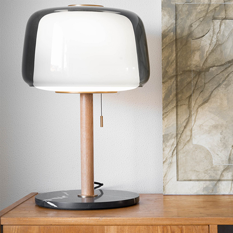 北欧简约现代时尚个性创意玻璃实木沙发边上卧室装饰双层玻璃台灯 - 图0