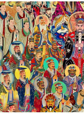 全身图画像神像摆件 人物画像挂画铝合金金属挂画