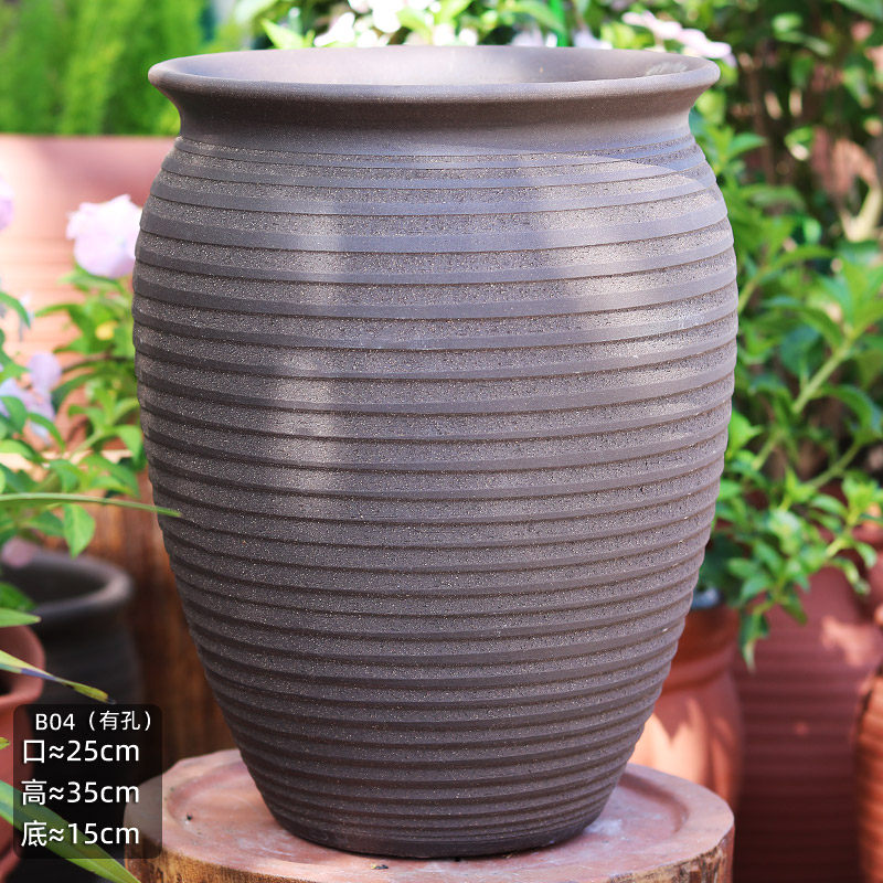 无釉紫砂陶土透气三角梅黑陶花盆大号高温土陶罐月季绣球多肉花盆,淘宝优惠券,粉丝福利购,淘宝优惠卷