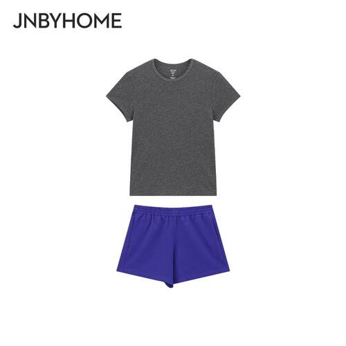 JNBYHOME江南布衣新品圆领修身家居服套装睡衣短袖简约外穿女 - 图3