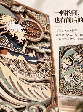 现代简约原创海浪立体浮雕装饰画