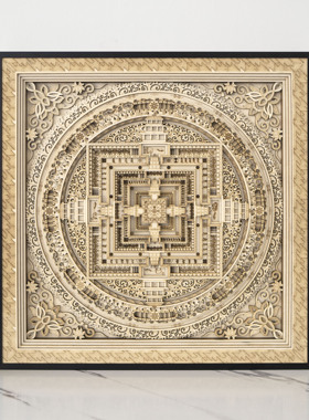 梯木叠雕装饰画《时轮金刚坛城》