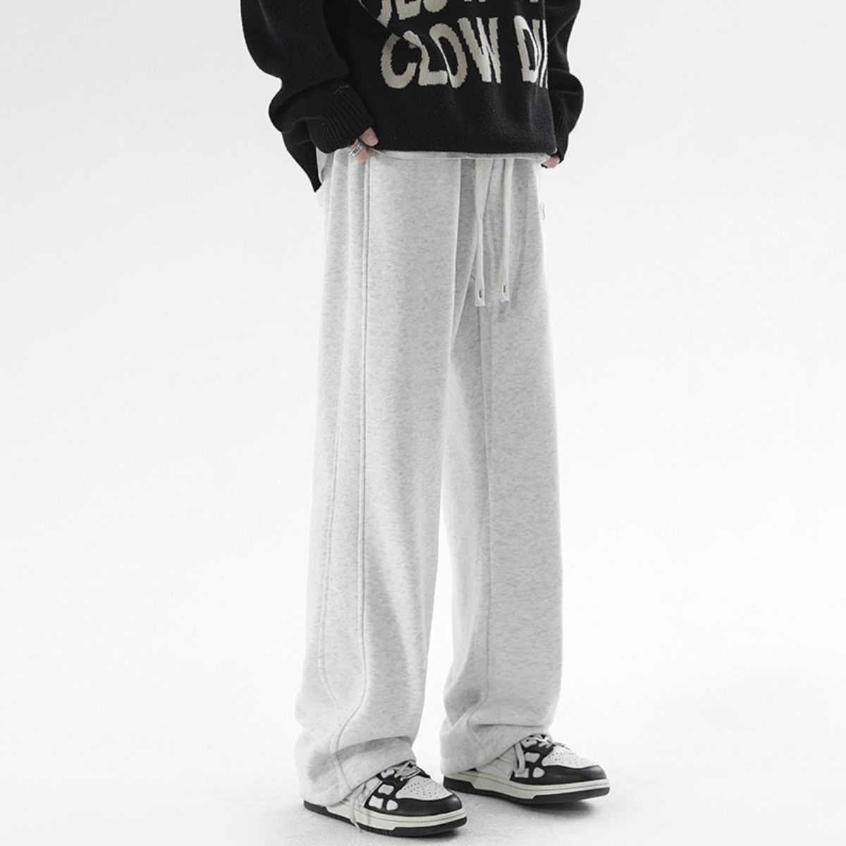 秋冬黑色直筒卫裤男款潮牌宽松百搭大码休闲裤子加绒运动长裤,淘宝优惠券,粉丝福利购,淘宝优惠卷