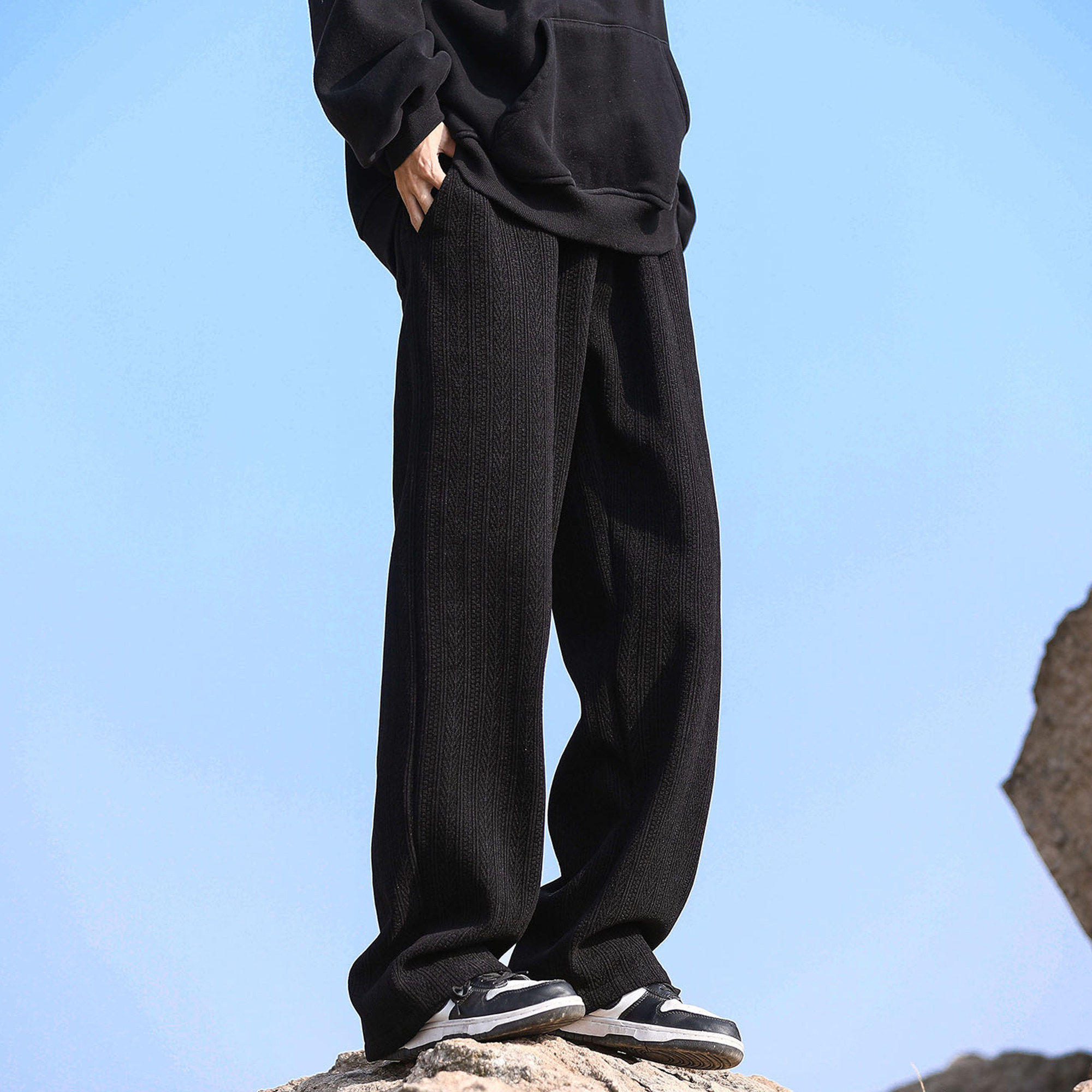 美式复古麦穗纹裤子男款秋冬季宽松直筒加绒加厚男生休闲长裤,淘宝优惠券,粉丝福利购,淘宝优惠卷