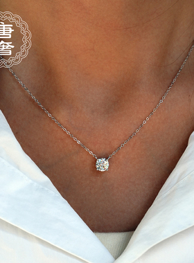 唐奢女S925纯银莫桑石项链气质