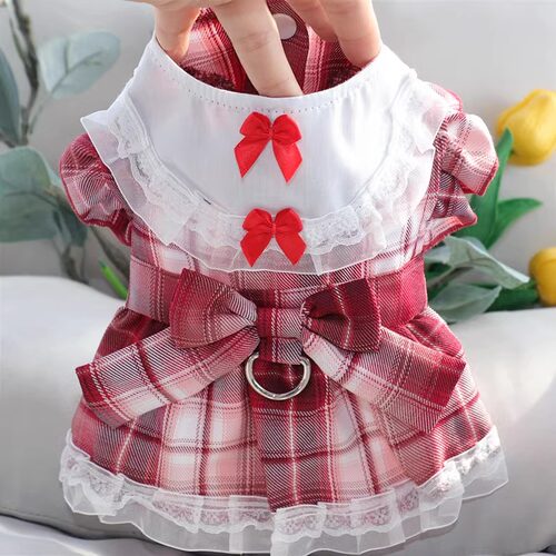 宠物狗裙子夏季薄款狗狗衣服泰迪比熊小型犬夏装猫咪公主裙牵引裙 - 图0