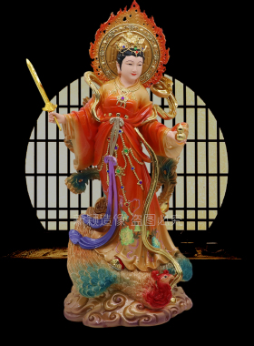 九天玄女娘娘树脂彩绘佛堂摆件