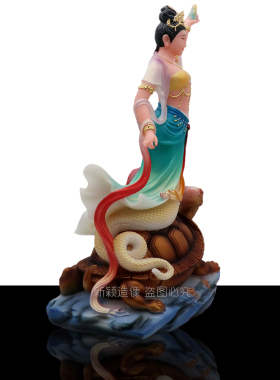 女娲补天汉白玉彩绘神像摆件