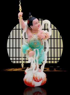 哪吒三太子佛像摆件合成汉白玉