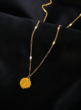 福喜双面转运项链女包ins金色