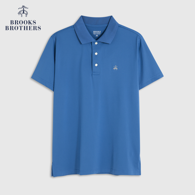 Brooks Brothers/布克兄弟男士美式休闲翻领简约纯色短袖polo衫-图1