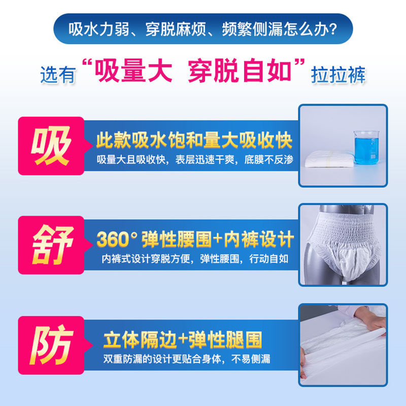 亿舒康成人拉拉裤老年人内裤型大码 亿舒康成人用纸尿护理用品