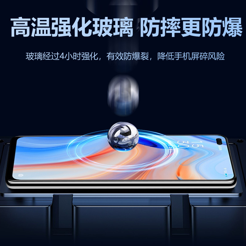 OPPOReno45G钢化膜reno4全屏覆盖oppo高清5g防摔opporone防指纹opporen抗蓝光opp0pp0ppreno适用ren04oppor4 - 图1