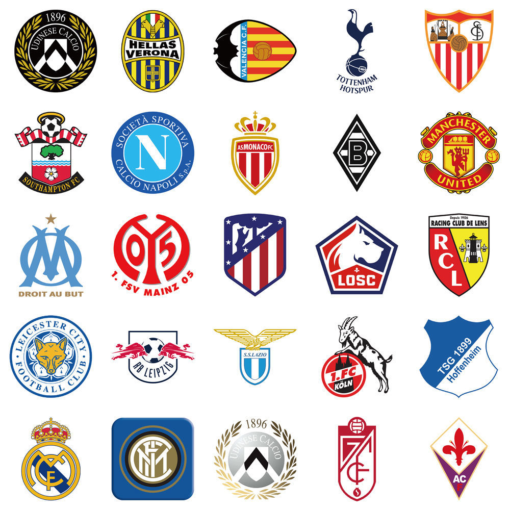 50张欧洲五大联赛足球队徽贴纸皇马巴萨国米兰可爱装饰防水不重复 - 图2