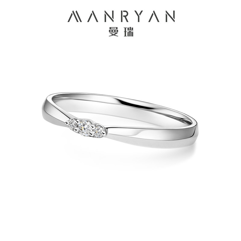 曼瑞结婚18k白金黑钻石订婚对戒 曼瑞手饰