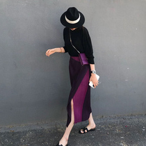 Sea Anemone Purple Half Body Dress Woman 2022 Summer Goddess Van Folds Skirt Mid-Length Version Banging High Waist Temperament Suit