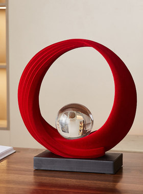 红色植绒高级感客厅玄关酒柜电视柜装饰摆件高端大气新婚结婚礼物