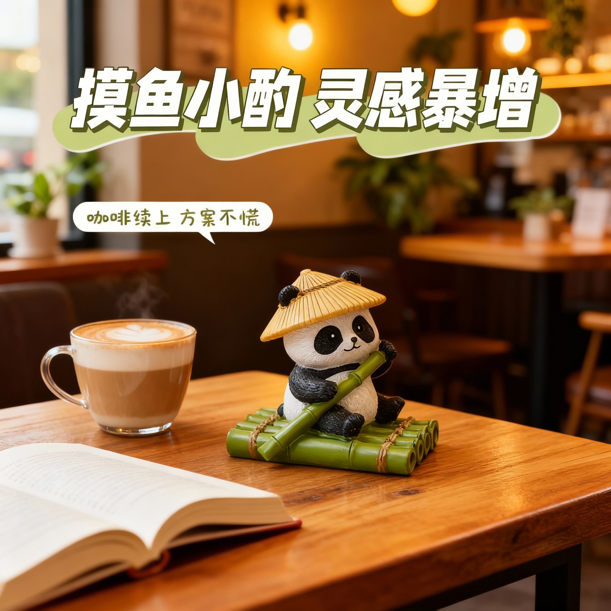 可爱熊猫桌面摆件手工制作卡通装饰品办公室工位小摆设 - 图2