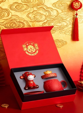 国潮牛年财源滚滚陶瓷摆件礼盒