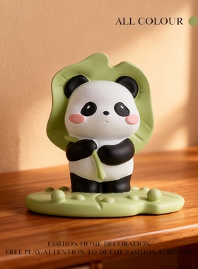 国潮熊猫树脂手机支架桌面摆件