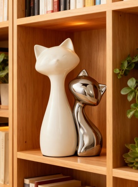 简约现代陶瓷猫咪摆件
